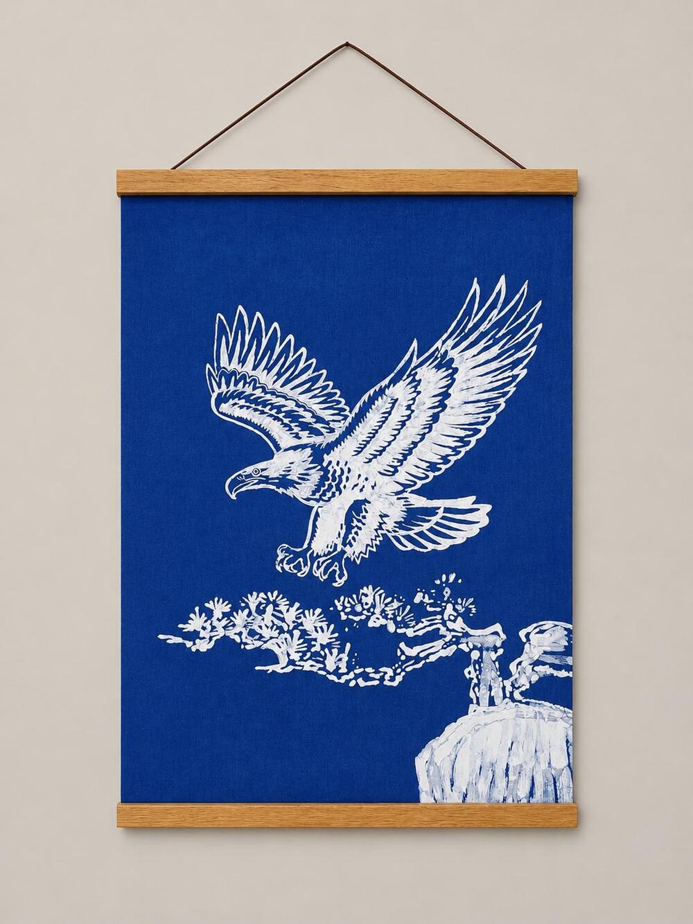 Handmade Eagle Textile Wall Art | Indigo Batik Wall Hanging | Zen Home Decor